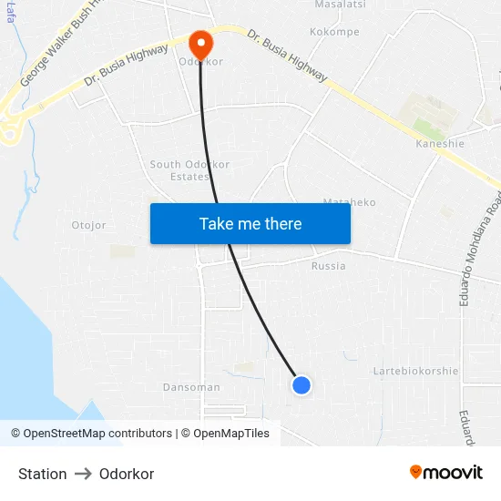 Station to Odorkor map