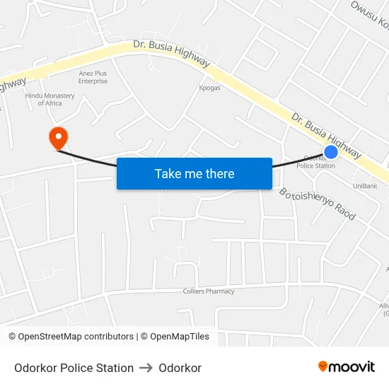 Odorkor Police Station to Odorkor map