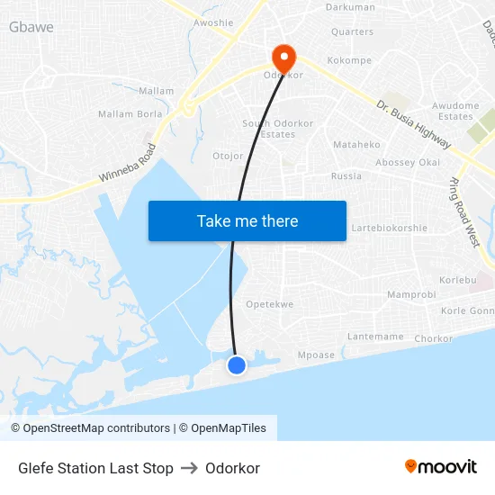 Glefe Station Last Stop to Odorkor map