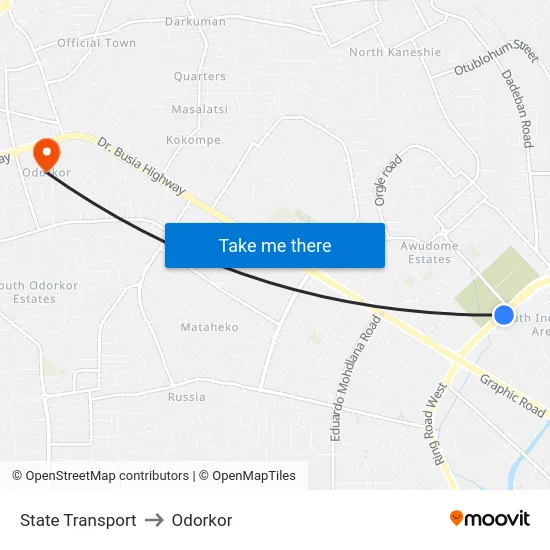 State Transport to Odorkor map