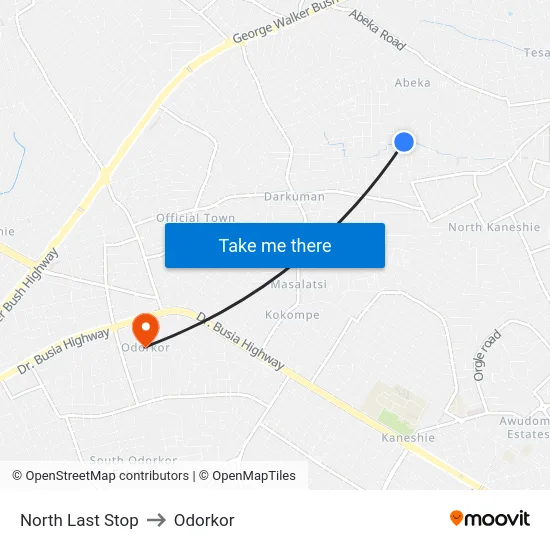 North Last Stop to Odorkor map