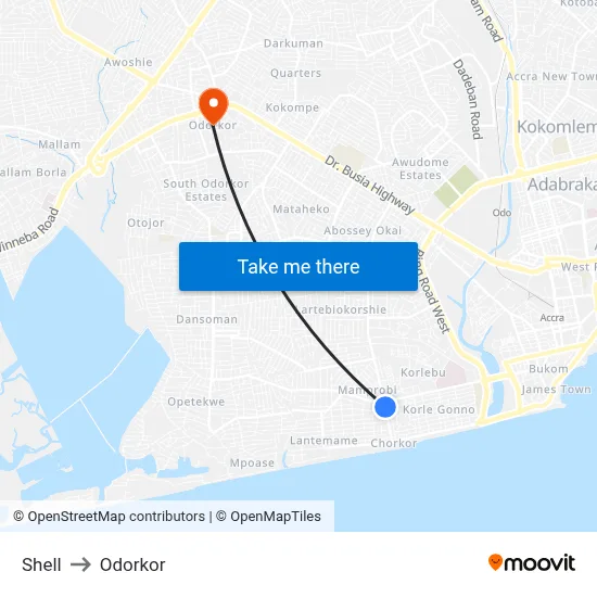 Shell to Odorkor map