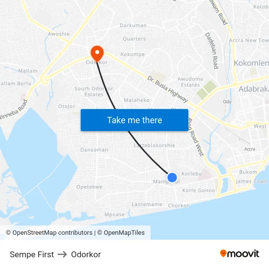 Sempe First to Odorkor map