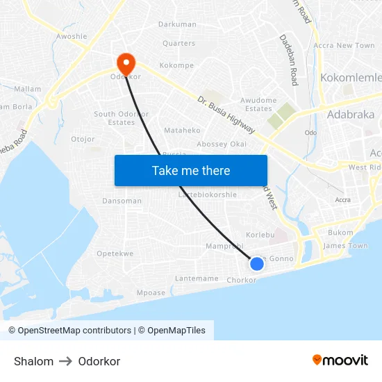 Shalom to Odorkor map