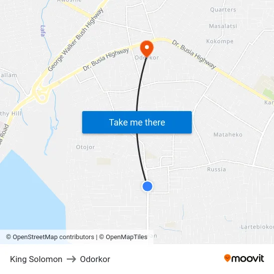 King Solomon to Odorkor map