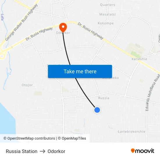Russia Station to Odorkor map
