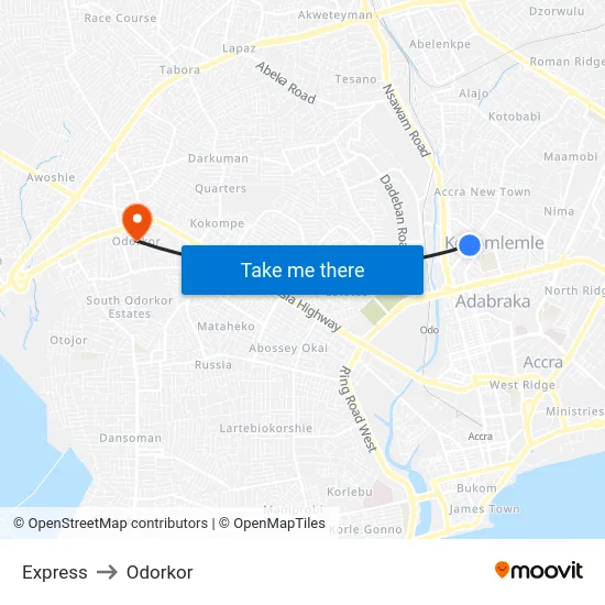 Express to Odorkor map