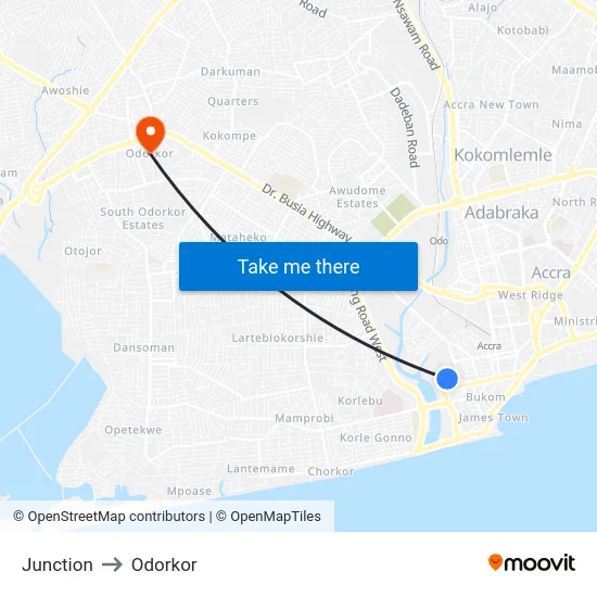 Junction to Odorkor map