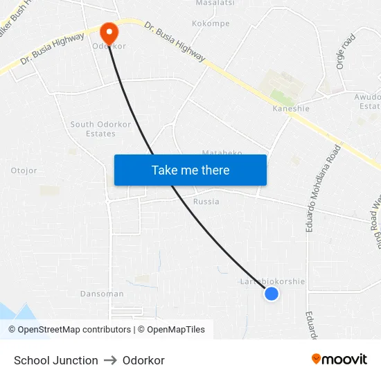 School Junction to Odorkor map