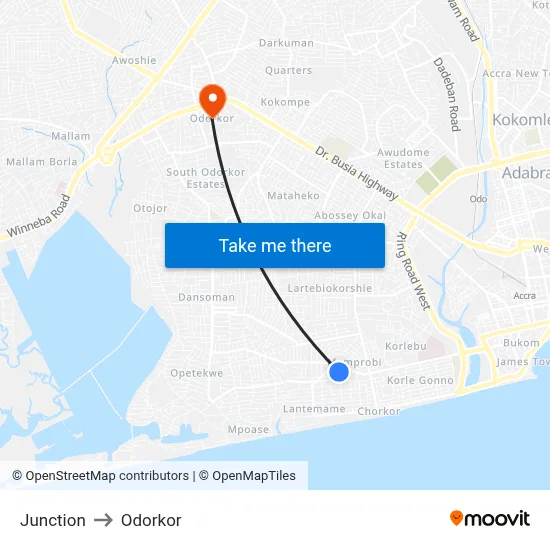 Junction to Odorkor map