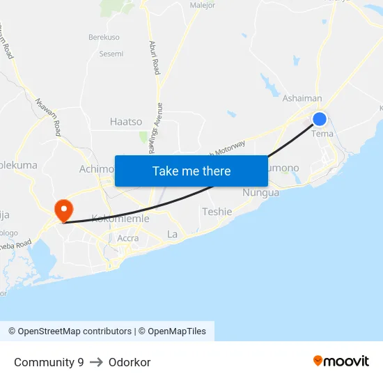 Community 9 to Odorkor map