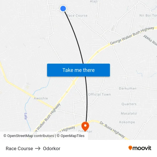 Race Course to Odorkor map