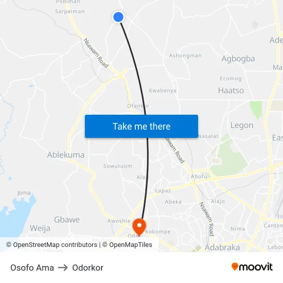 Osofo Ama to Odorkor map