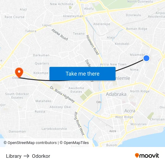Library to Odorkor map