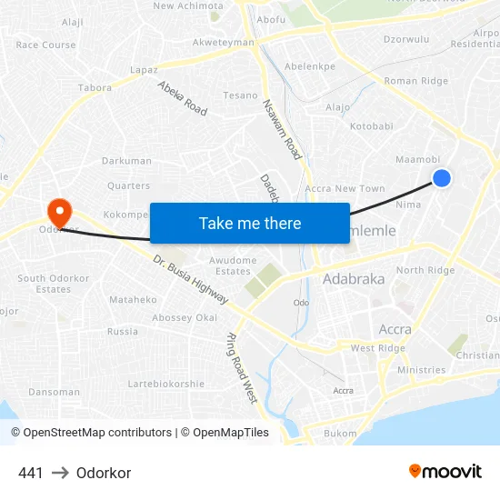 441 to Odorkor map