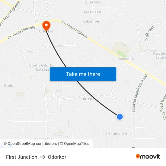 First Junction to Odorkor map