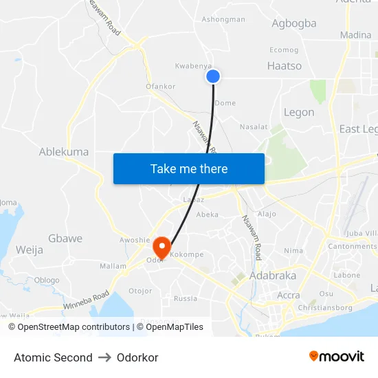 Atomic Second to Odorkor map