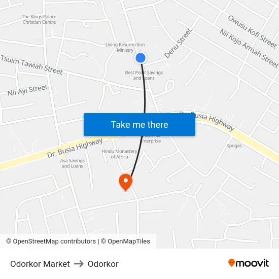 Odorkor Market to Odorkor map