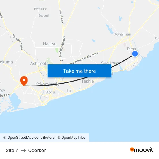 Site 7 to Odorkor map