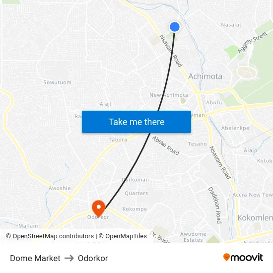 Dome Market to Odorkor map