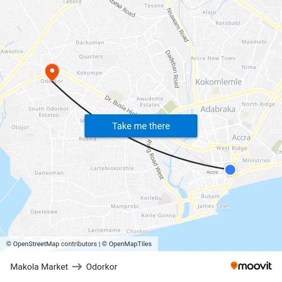 Makola Market to Odorkor map