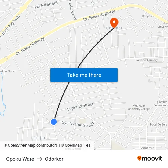 Opoku Ware to Odorkor map