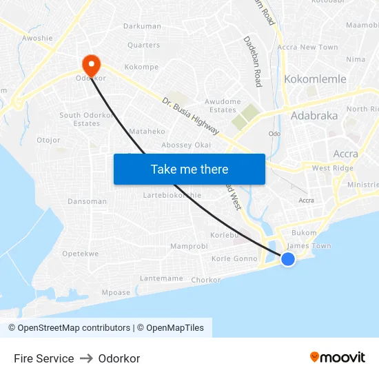 Fire Service to Odorkor map