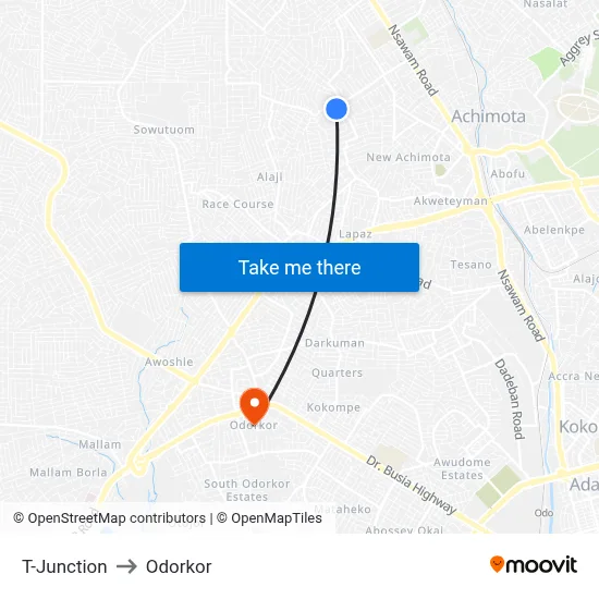 T-Junction to Odorkor map