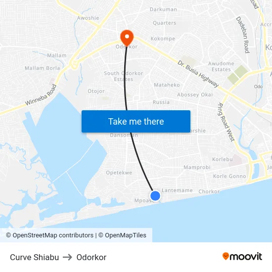 Curve Shiabu to Odorkor map