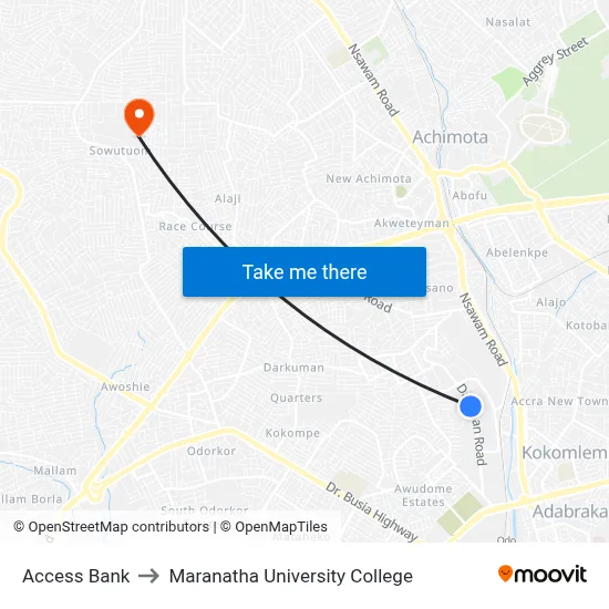 Access Bank to Maranatha University College map