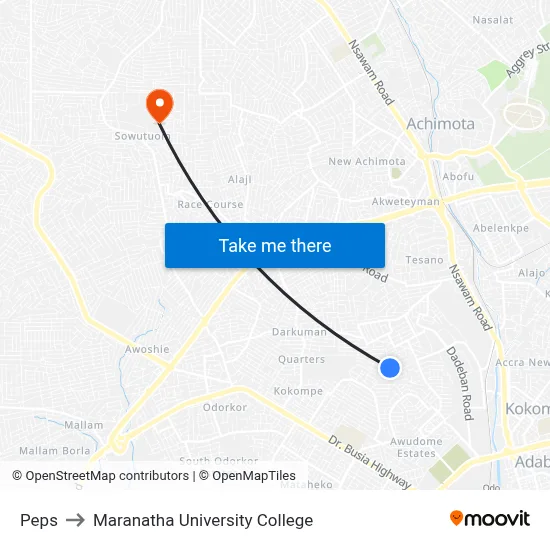 Peps to Maranatha University College map