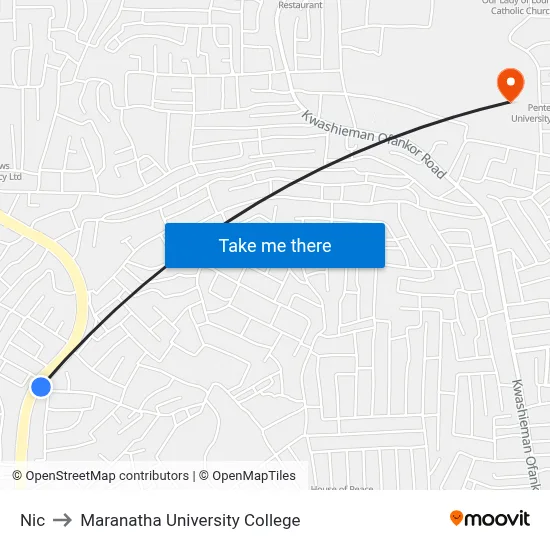 Nic to Maranatha University College map