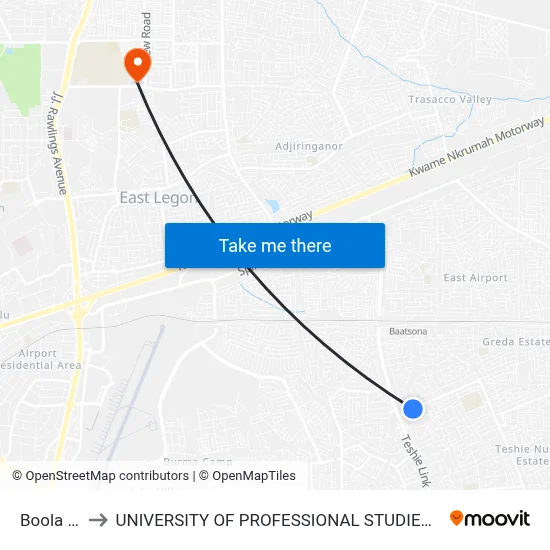 Boola Ho to UNIVERSITY OF PROFESSIONAL STUDIES (UPSA) map