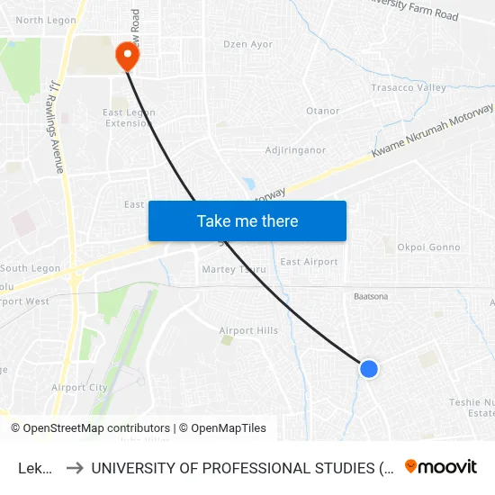 Lekma to UNIVERSITY OF PROFESSIONAL STUDIES (UPSA) map