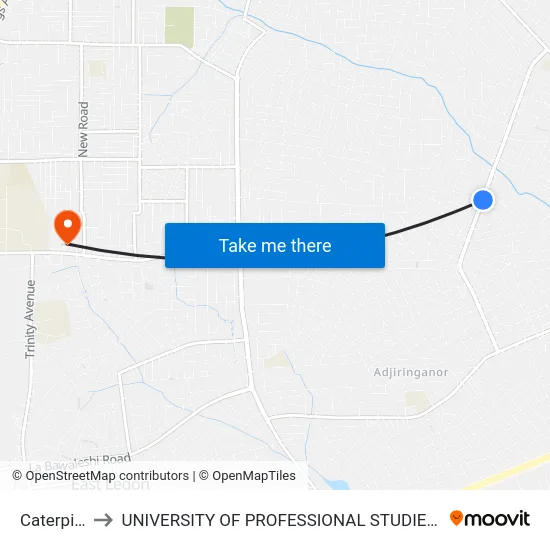 Caterpillar to UNIVERSITY OF PROFESSIONAL STUDIES (UPSA) map