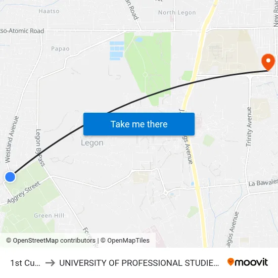 1st Curve to UNIVERSITY OF PROFESSIONAL STUDIES (UPSA) map