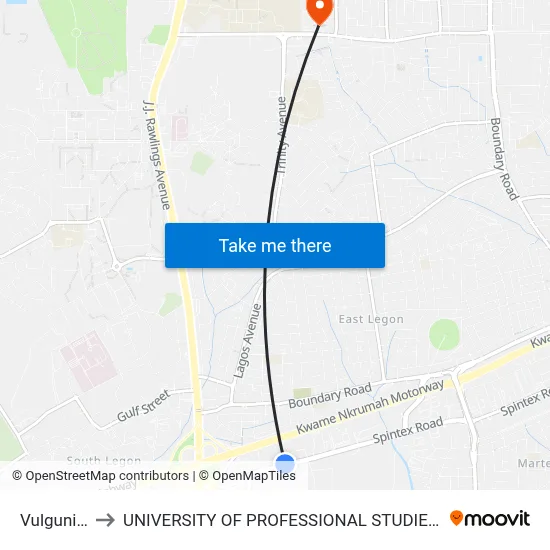 Vulgunizer to UNIVERSITY OF PROFESSIONAL STUDIES (UPSA) map