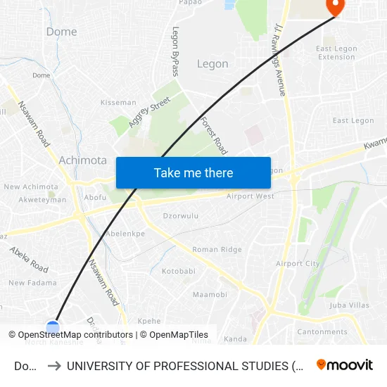 Down to UNIVERSITY OF PROFESSIONAL STUDIES (UPSA) map