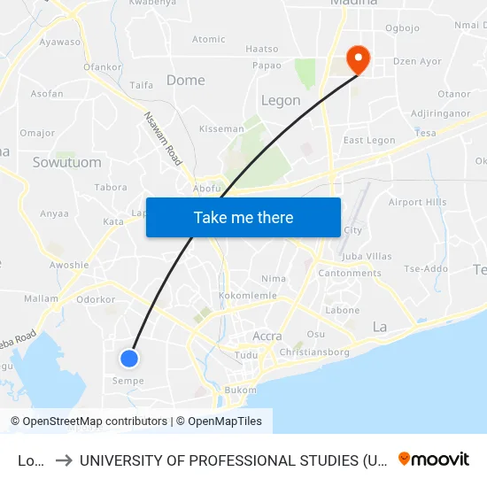 Loso to UNIVERSITY OF PROFESSIONAL STUDIES (UPSA) map