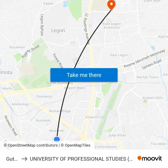 Gutter to UNIVERSITY OF PROFESSIONAL STUDIES (UPSA) map