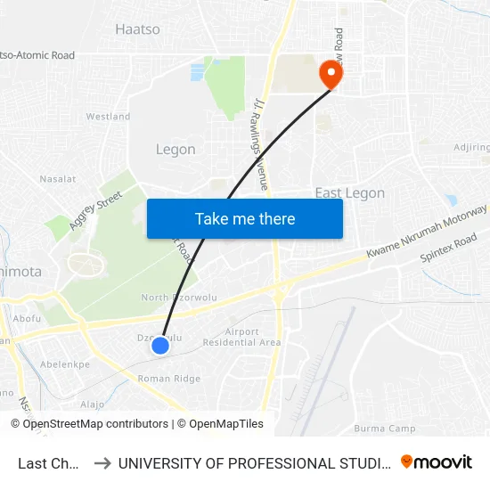 Last Chance to UNIVERSITY OF PROFESSIONAL STUDIES (UPSA) map