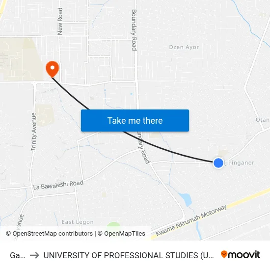 Gate to UNIVERSITY OF PROFESSIONAL STUDIES (UPSA) map