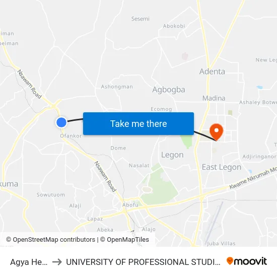 Agya Herbal to UNIVERSITY OF PROFESSIONAL STUDIES (UPSA) map