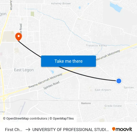 First Choice to UNIVERSITY OF PROFESSIONAL STUDIES (UPSA) map