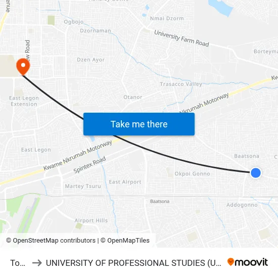 Total to UNIVERSITY OF PROFESSIONAL STUDIES (UPSA) map