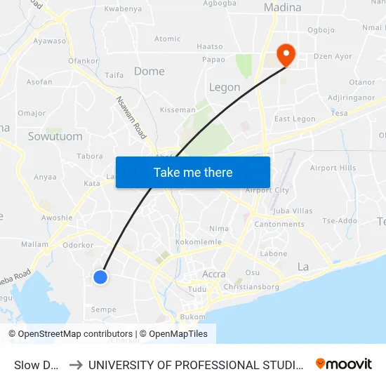 Slow Down to UNIVERSITY OF PROFESSIONAL STUDIES (UPSA) map