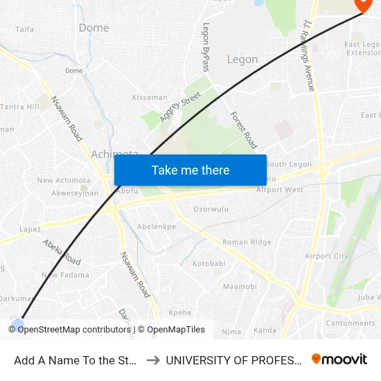 Add A Name To the Stop With Junglebus App to UNIVERSITY OF PROFESSIONAL STUDIES (UPSA) map