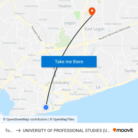 Total to UNIVERSITY OF PROFESSIONAL STUDIES (UPSA) map
