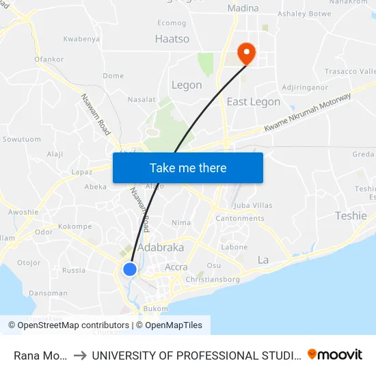Rana Motors to UNIVERSITY OF PROFESSIONAL STUDIES (UPSA) map