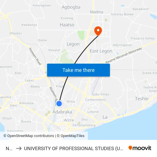 Ndc to UNIVERSITY OF PROFESSIONAL STUDIES (UPSA) map